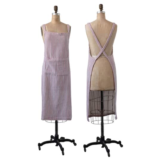 Hello Honey® 38" Red & White Woven Cotton Striped Apron